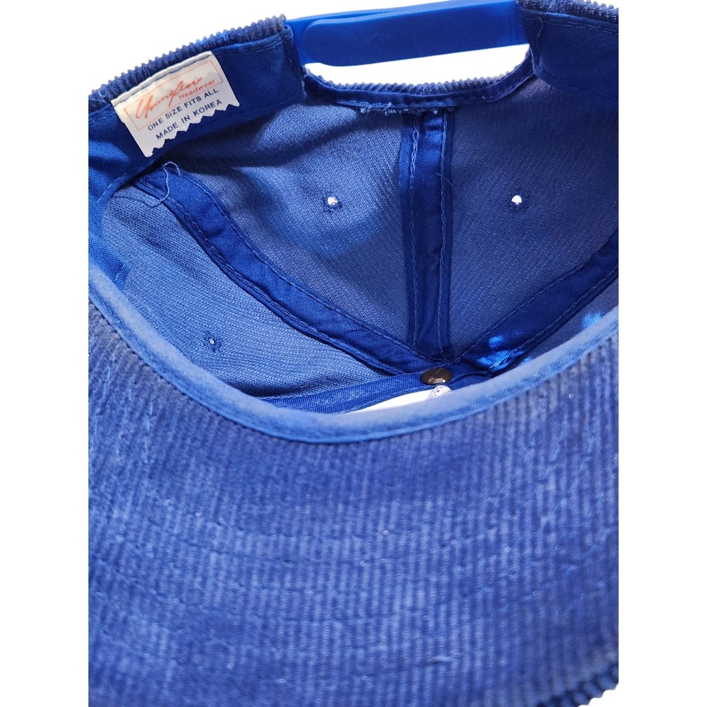HBC Patriots Blue Corduroy Baseball Cap Hat Snapback Rope Trim - Picture 5 of 5